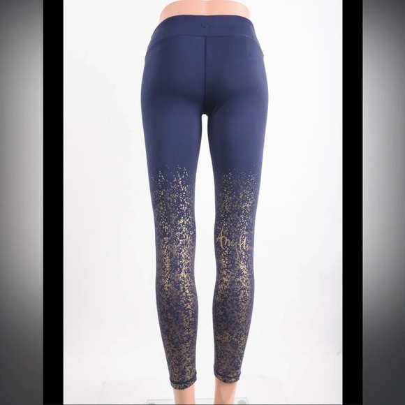Lilly Pulitzer navy and gold luxletic leggings anything is possible size… - Picture 2 of 10